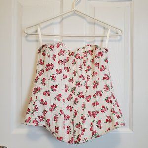 Romantic Pink Rose and White Lace-up Corset